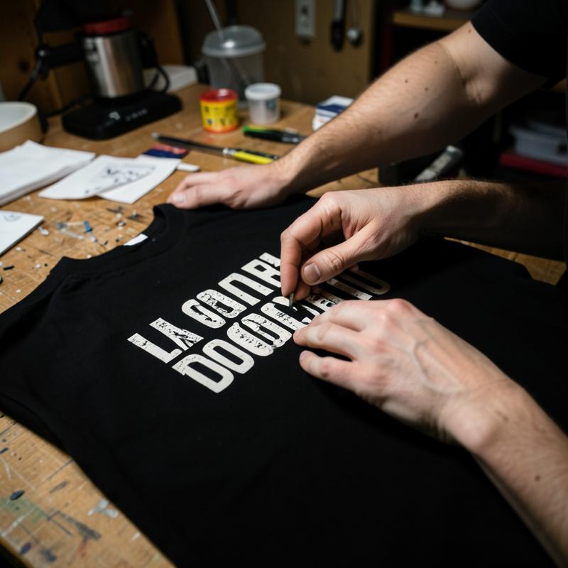 Guests designing and pressing shirts at a past Liberated Printz event